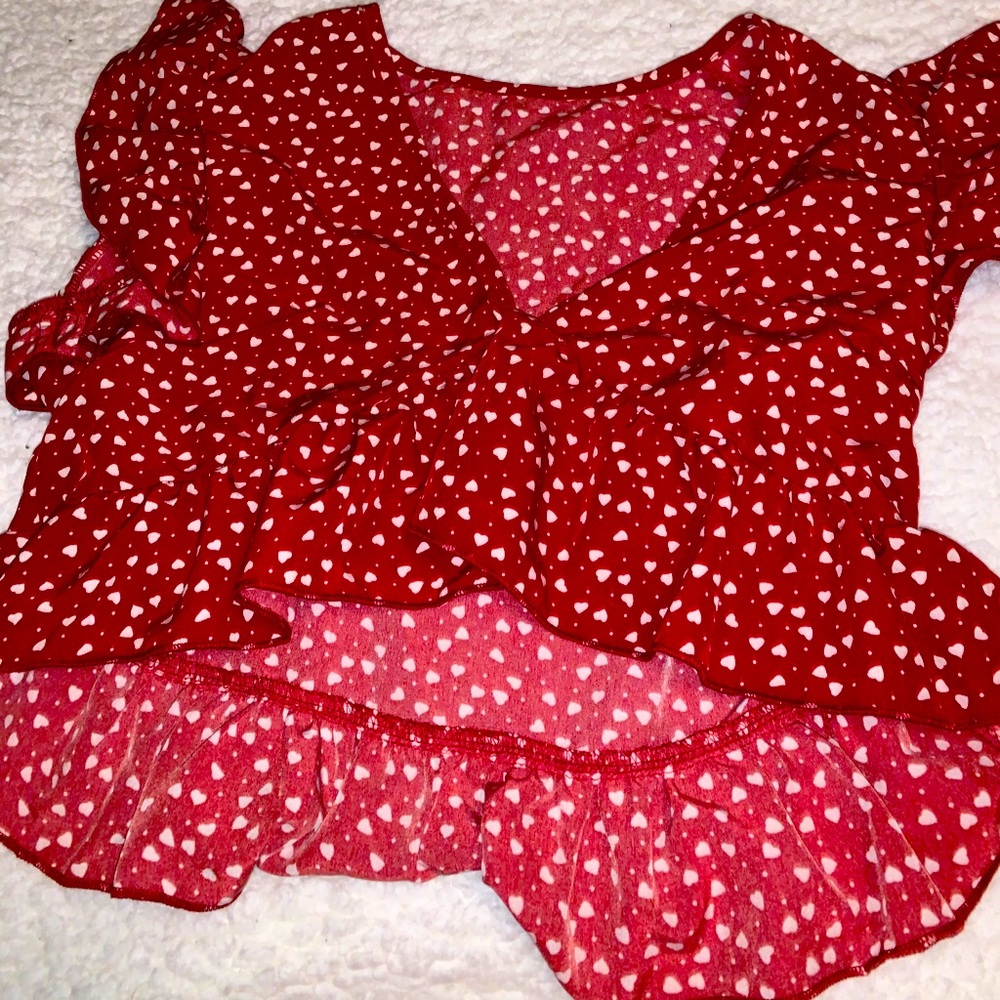Heart ruffled crop top